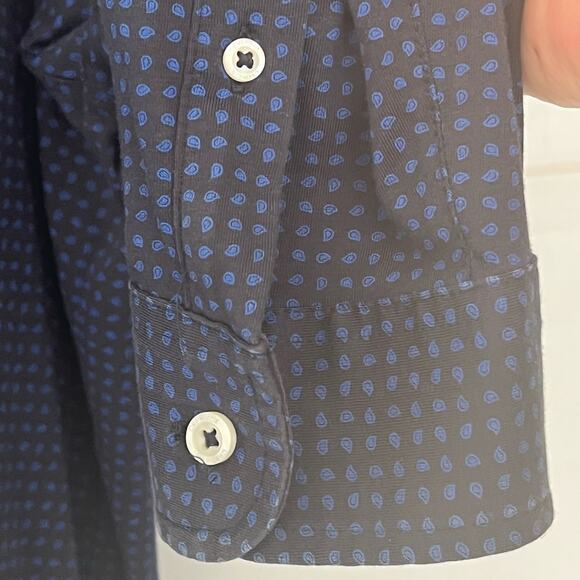 Cremieux Men's Classic Polo Shirt Size XL Black/Blue Polka Dot Long Sleeve - Picture 5 of 14